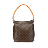 ルイ ヴィトン モノグラム ルーピングGM ショルダーバッグ M51145 ブラウン PVC レザー レディース LOUIS VUITTON 【中古】